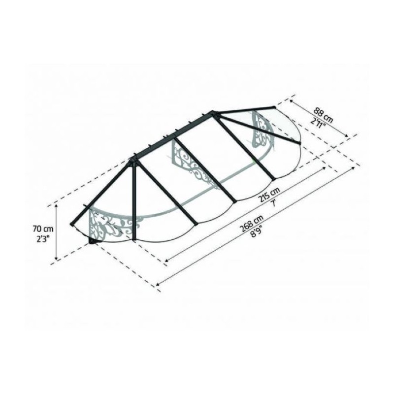 Palram - Canopia Lily 2642 9x3 Awning - Black/Clear (HG9594)