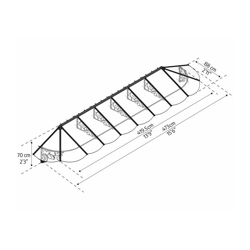 Palram - Canopia Lily 4690 16x3 Awning - Black/Clear (HG9598)