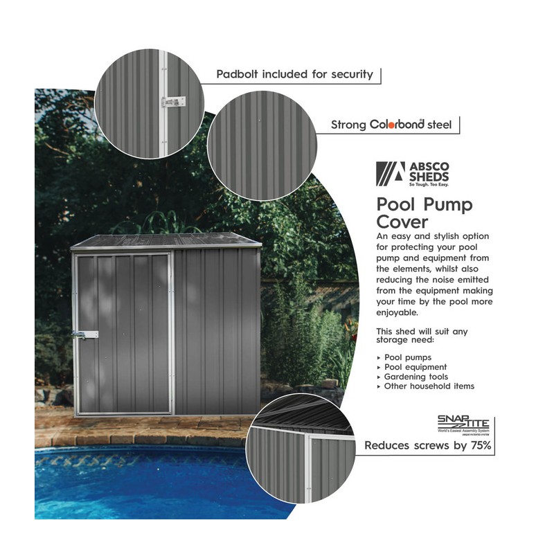 Absco 5x5 Multipurpose Metal Pool Pump Shed  - Woodland Gray (AB1070)