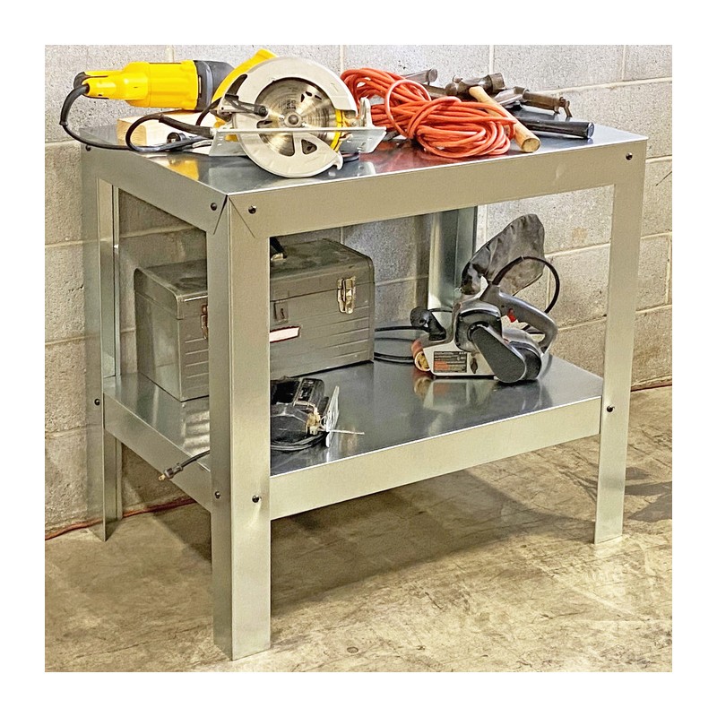 Poly-Tex Heavy-Duty Galvanized Steel 2-Shelf Multi-Use Work / Utility Bench (PTX8001)