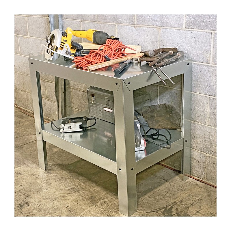 Poly-Tex Heavy-Duty Galvanized Steel 2-Shelf Multi-Use Work / Utility Bench (PTX8001)