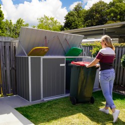 Absco Utility 7.5' x 2.5' Garbage Can Metal Storage Shed Kit - Woodland Gray (AB1050)