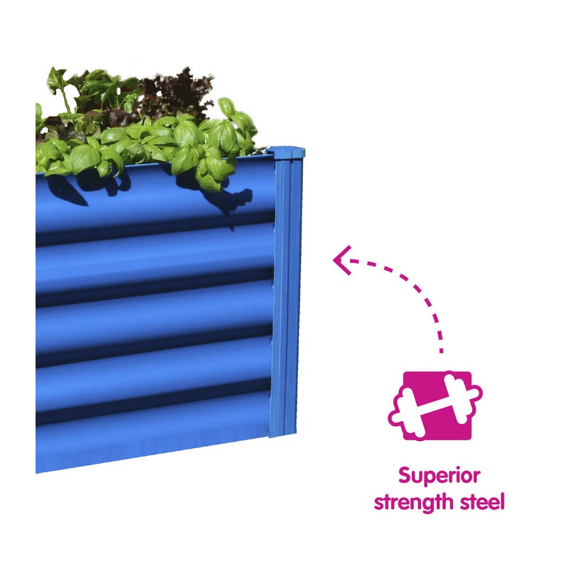 Absco Organic Garden Co. Hakea 1.8x1x1.3 Metal Kids Garden Bed - Blue (AB1314)