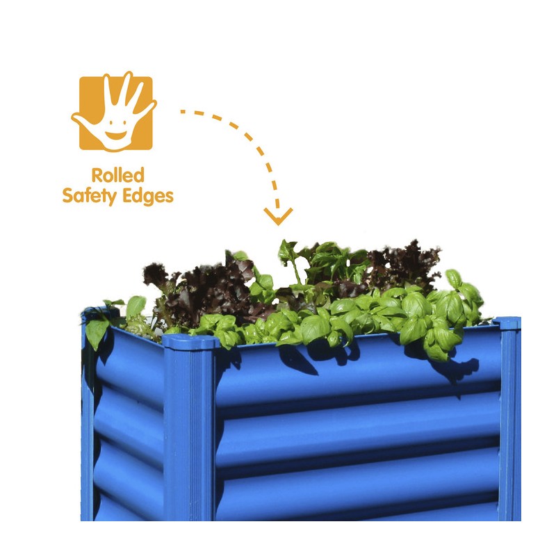 Absco Organic Garden Co. Hakea 1.8x1x1.3 Metal Kids Garden Bed - Blue (AB1314)