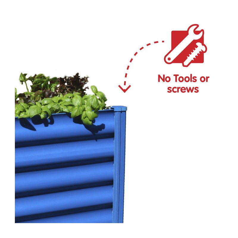 Absco Organic Garden Co. Hakea 1.8x1x1.3 Metal Kids Garden Bed - Blue (AB1314)