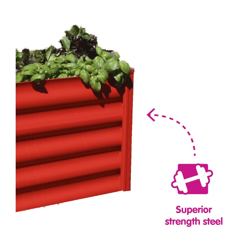 Absco The Organic Garden Co. Hakea 1.8x1x1.3 Metal Kids Garden Bed - Red (AB1312)