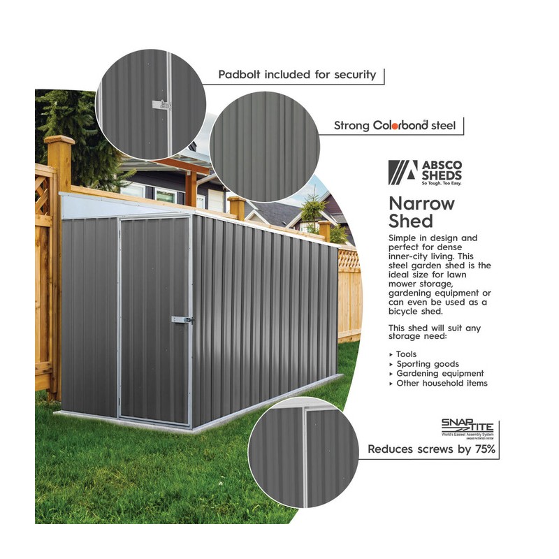Absco Duarango  5x10 Metal Bike Shed - Woodland Gray (AB1141)