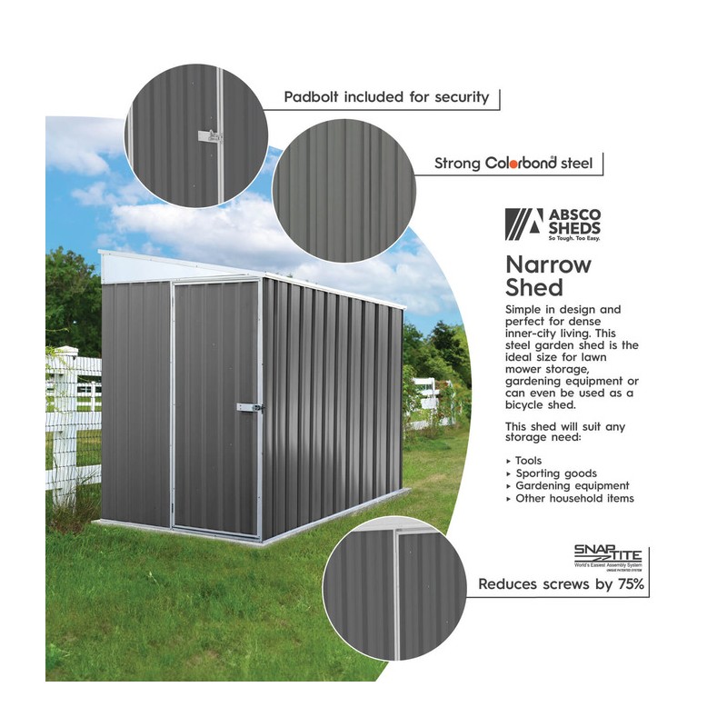 Absco Durango 5x7 Metal Bike Shed - Woodland Gray (AB1140)