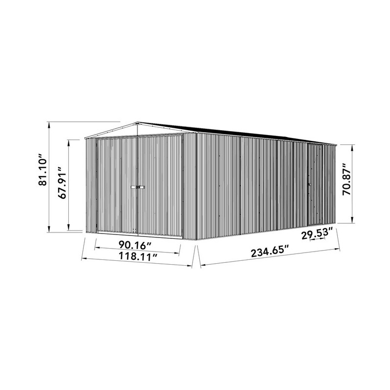 Absco Utility 10' x 19.5' Metal Storage Shed - Woodland Gray (AB1126)
