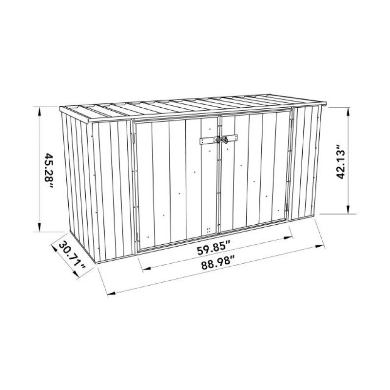 Absco Utility 7.5' x 2.5' Garbage Can Metal Storage Shed - Monument (AB1051)