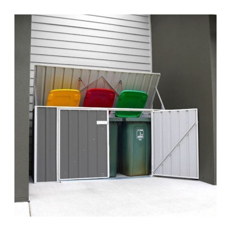 Absco Utility 7.5' x 2.5' Garbage Can Metal Storage Shed - Monument (AB1051)