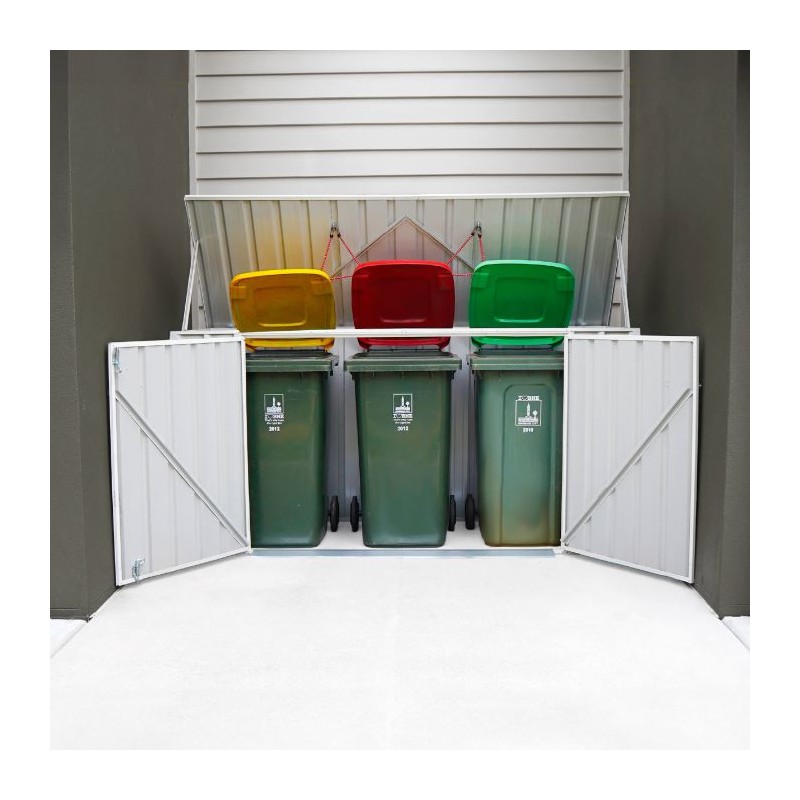 Absco Utility 7.5x2.5 Garbage Can Metal Storage Shed - Surfmist (AB1052