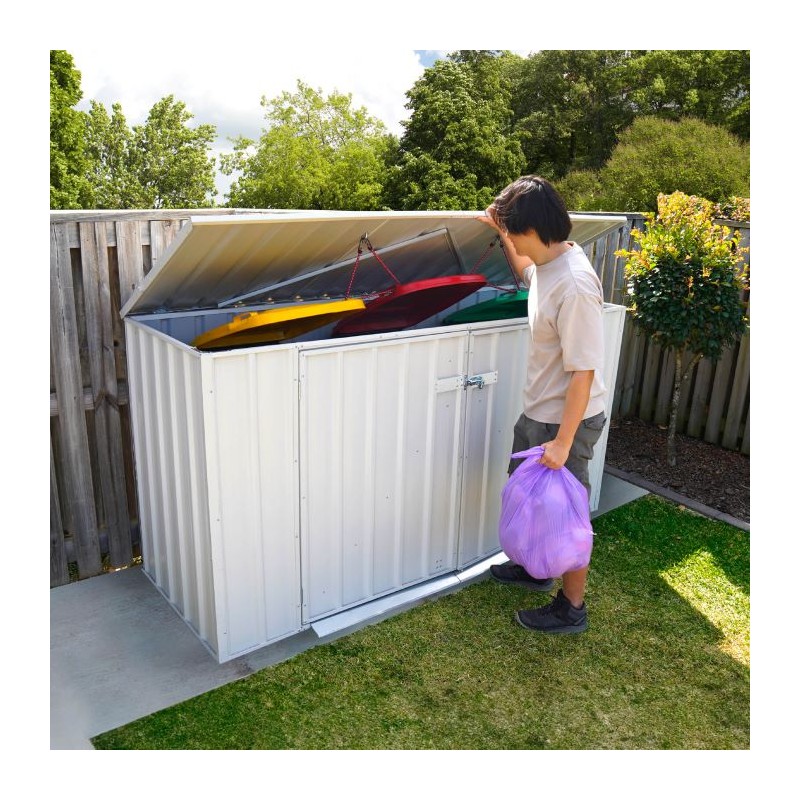 Absco Utility 7.5x2.5 Garbage Can Metal Storage Shed - Surfmist (AB1052