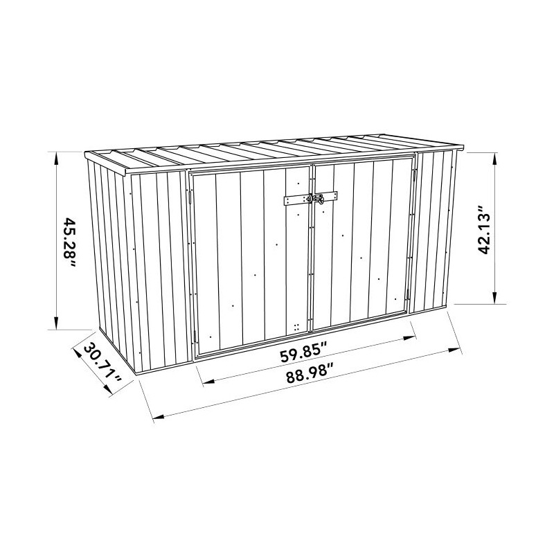Absco Utility 7.5x2.5 Garbage Can Metal Storage Shed - Surfmist (AB1052