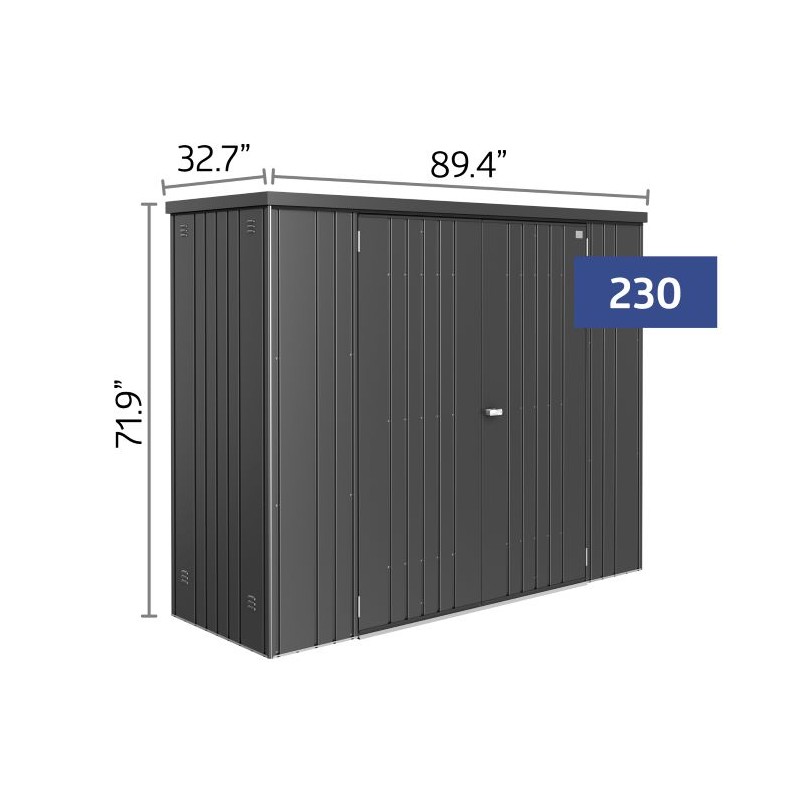 Biohort 7.5' x 2.7' x 6' Equipment Locker 230 - Dark Gray (BIO1100)
