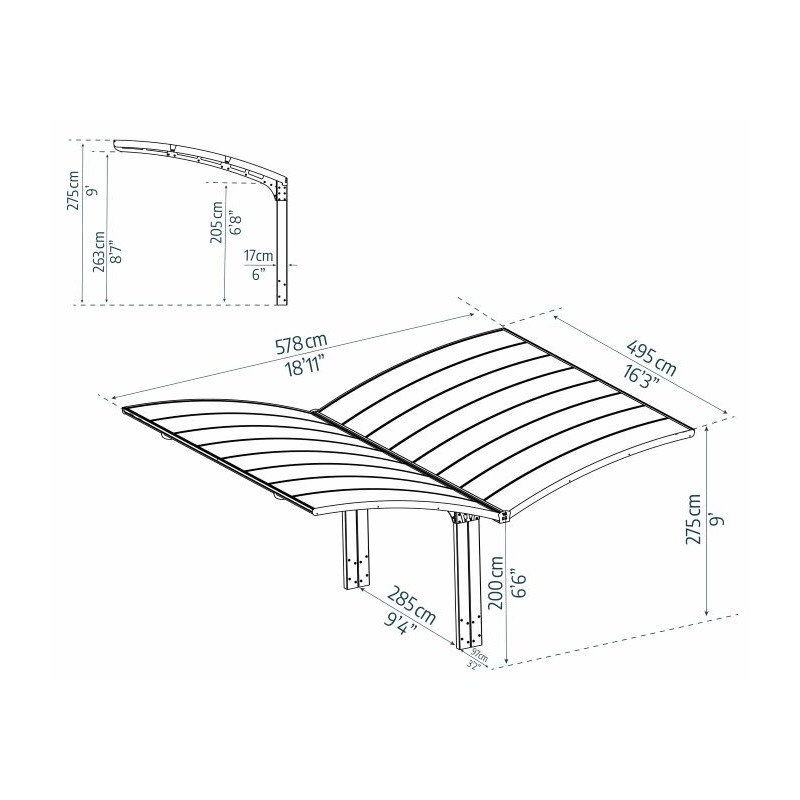 Palram - Canopia Arizona Breeze Double Carport Wing-Style (HG9102)