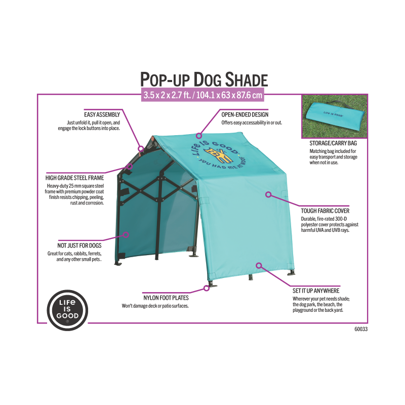 Shelterlogic 2x2x3 Life Is Good Outdoor Pet Shade Kit - (60033)