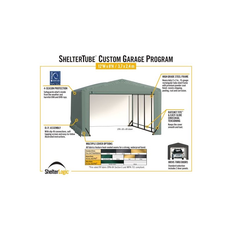 ShelterLogic 12x23x8 ShelterTube Garage Kit - Gray (SQAACC0103C01202308)
