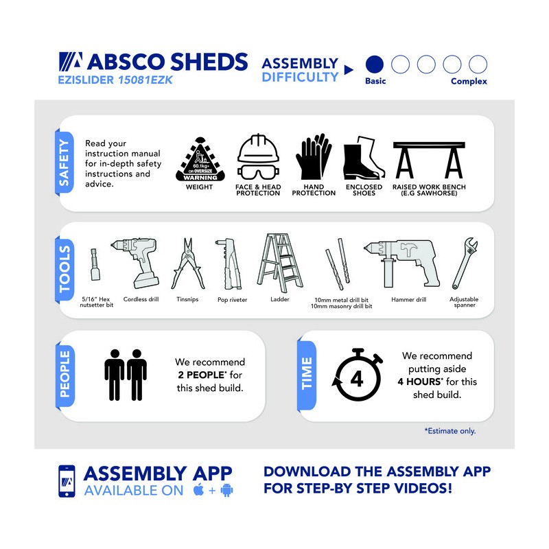 Absco 5' x 3' EZI Slider Metal Storage Shed - Pale Eucalypt (AB1045)