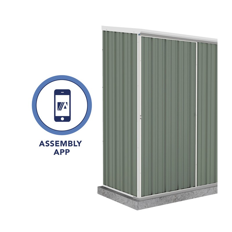 Absco 5' x 3' EZI Slider Metal Storage Shed - Pale Eucalypt (AB1045)