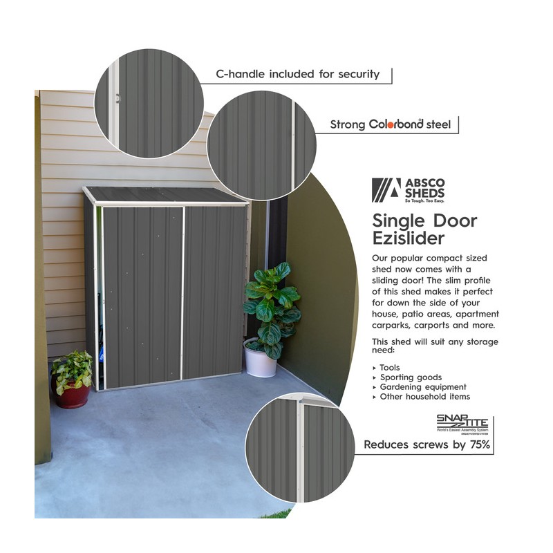 Absco 5' x 3' EZI Slider Metal Storage Shed - Woodland Gray (AB1046)