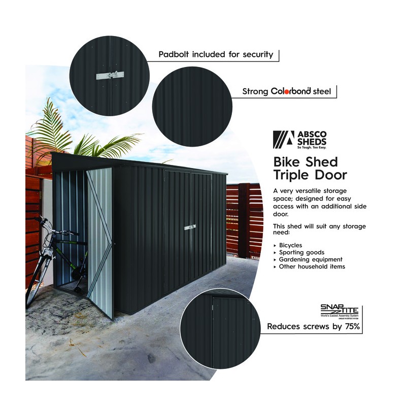 Absco Durango 10' x 5' Metal Bike Shed Kit - Monument (AB1150)