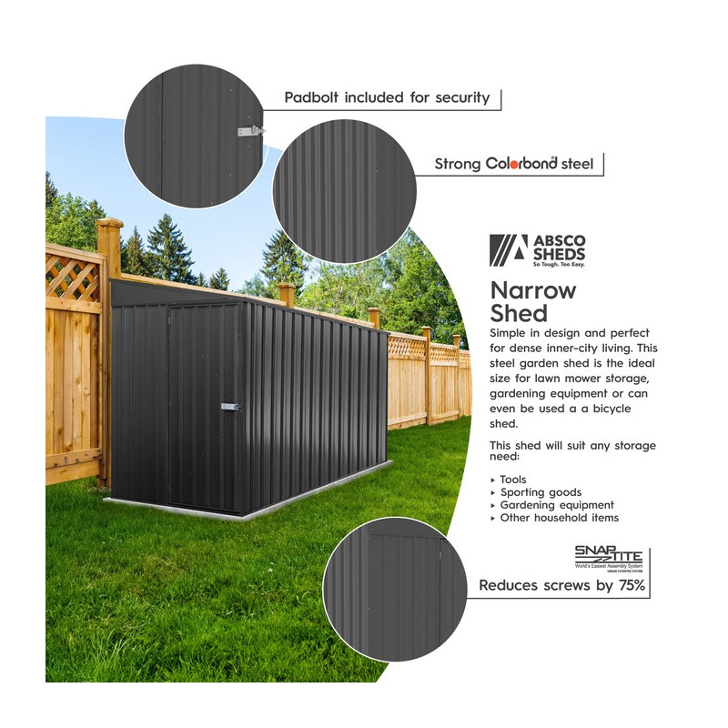 Absco Durango 5' x 10' Metal Bike Shed Kit- Monument (AB1142)
