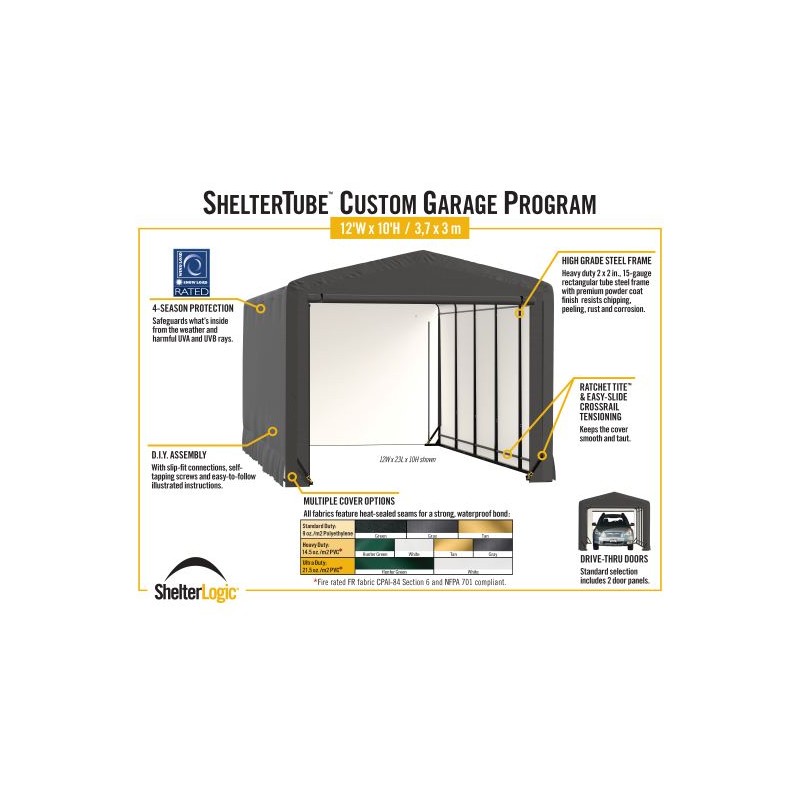 ShelterLogic 12x18x10 ShelterTube Garage Kit - Green (SQAACC0104C01201810)