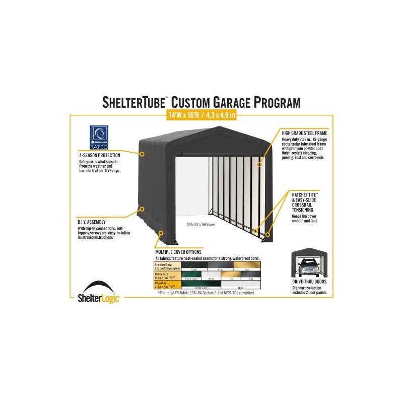 ShelterLogic 14x23x16 ShelterTube Garage Kit - Green (SQAACC0104C01402316)