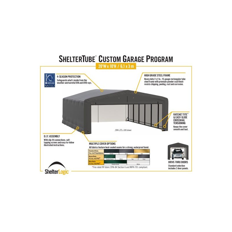 ShelterLogic 20x23x10 ShelterTube Garage Kit - Gray (SQAADD0103C02002310)
