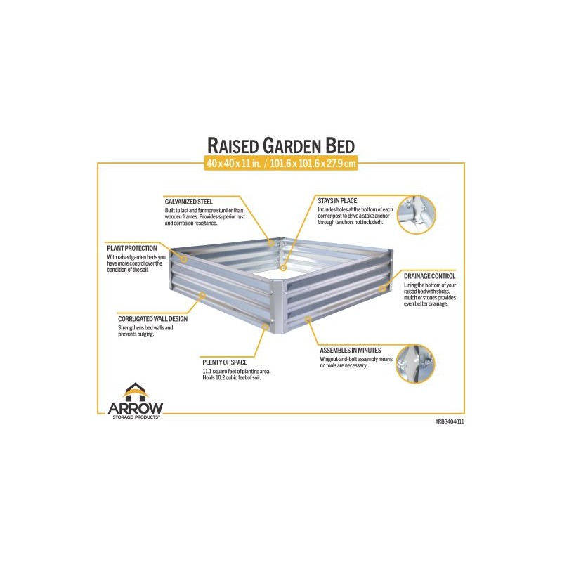 ShelterLogic 40x40x11Raised Bed Garden Galvanized Kit (RBG404011)