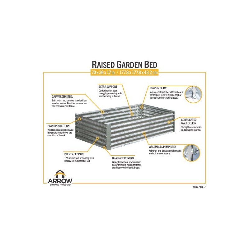 ShelterLogic 72x36x17 Raised Bed Garden Kit - Galvanized (RBG703617)