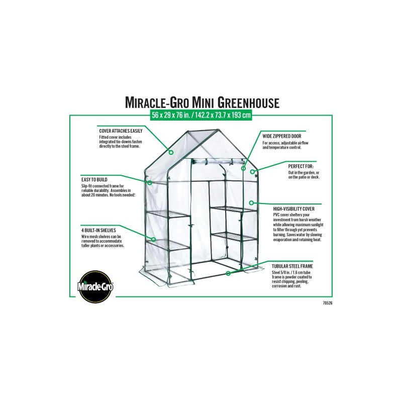 ShelterLogic 4’8 x 2'9 x 6’5 MiracleGro Mini Greenhouse Kit (70526)