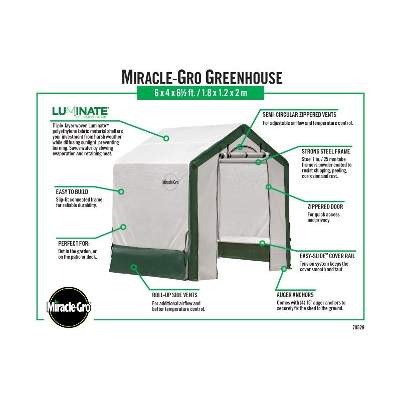 ShelterLogic 6 x 4 x 6 Miracle-Gro Greenhouse Kit (70529)