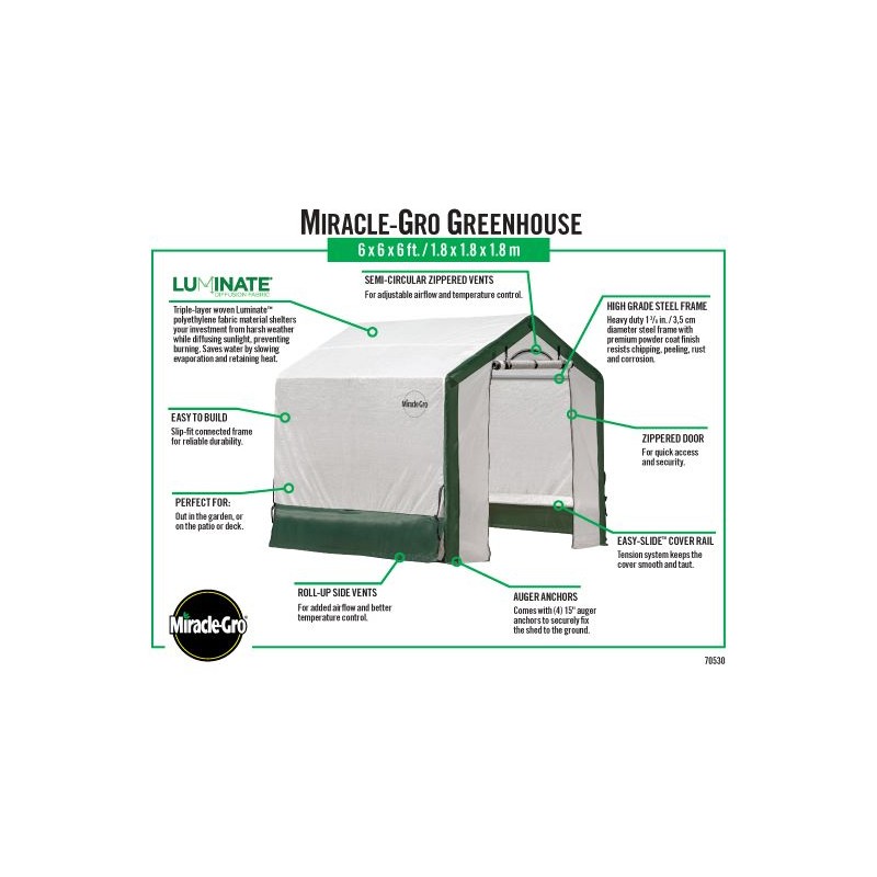 ShelterLogic 6 x 6 x 6 Miracle-Gro Greenhouse Kit (70530)