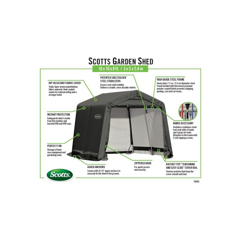 ShelterLogic 10x10x8 Scotts Peak Storage Shed - Green (70495)
