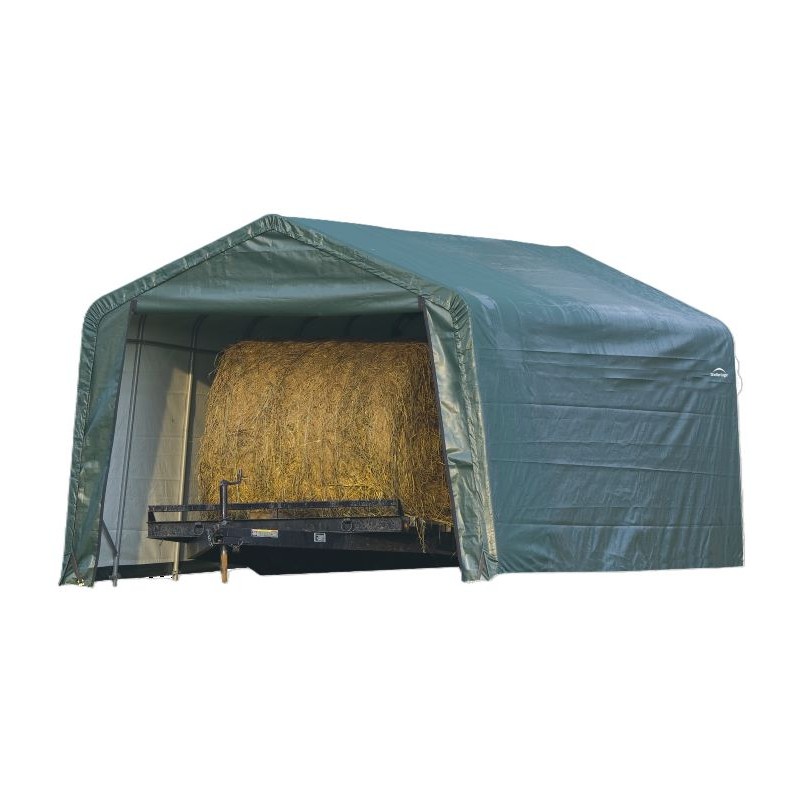 ShelterLogic 12x20x8 Peak Style Livestock / Hay Storage Shed Kit - Green (71534)