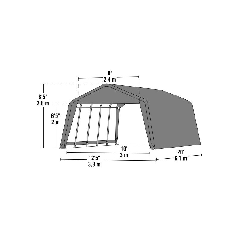 ShelterLogic 12x20x8 Peak Style Livestock / Hay Storage Shed Kit - Green (71534)