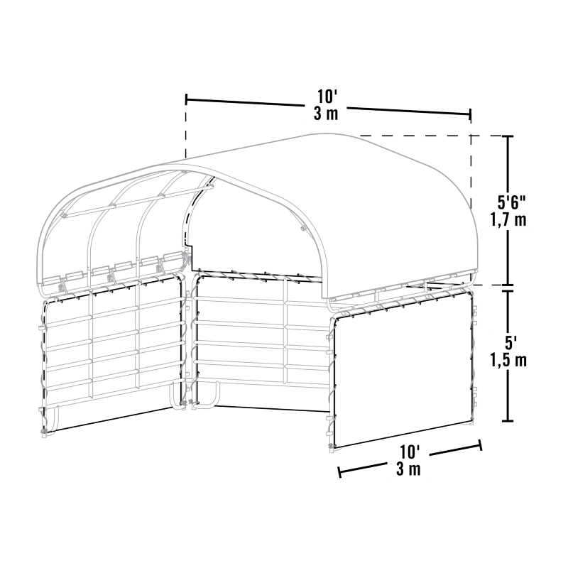 ShelterLogic Bottom Panels Enclosure Kit Only for 10x10 Corral Shelter - Green (51483)