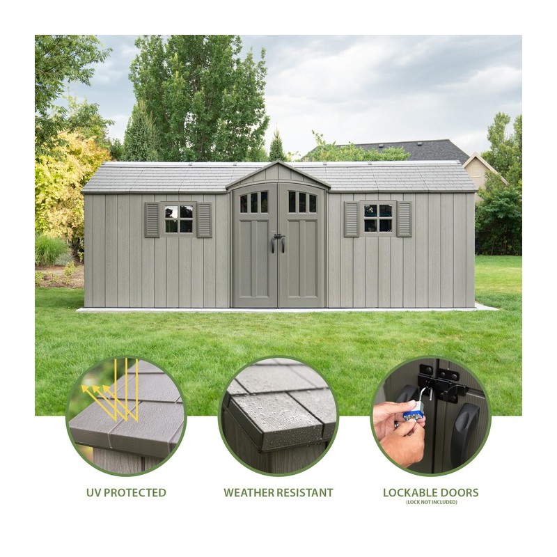 Lifetime 20x8 Outdoor Storage Shed Kit w/ Floor- Light Brown (60351)