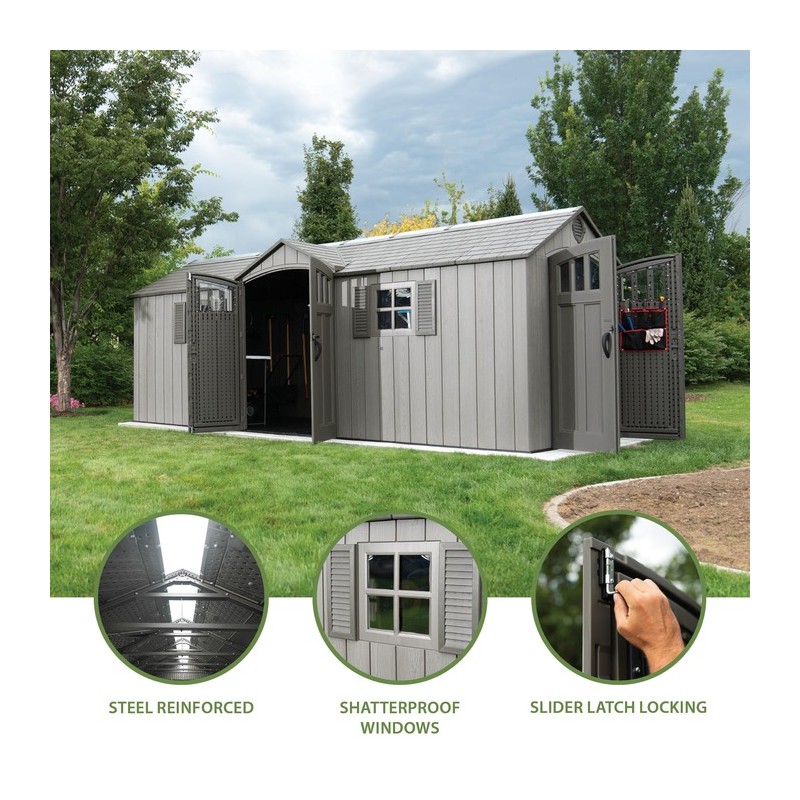 Lifetime 20x8 Outdoor Storage Shed Kit w/ Floor- Light Brown (60351)