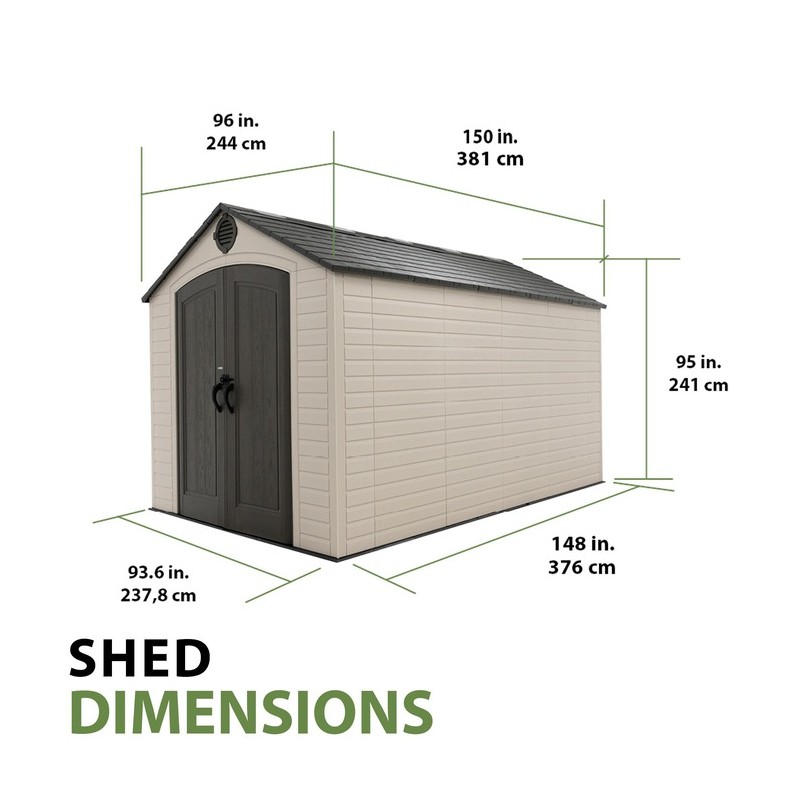 Lifetime 8x12.5 Plastic Shed Kit w/ Floor (60395)