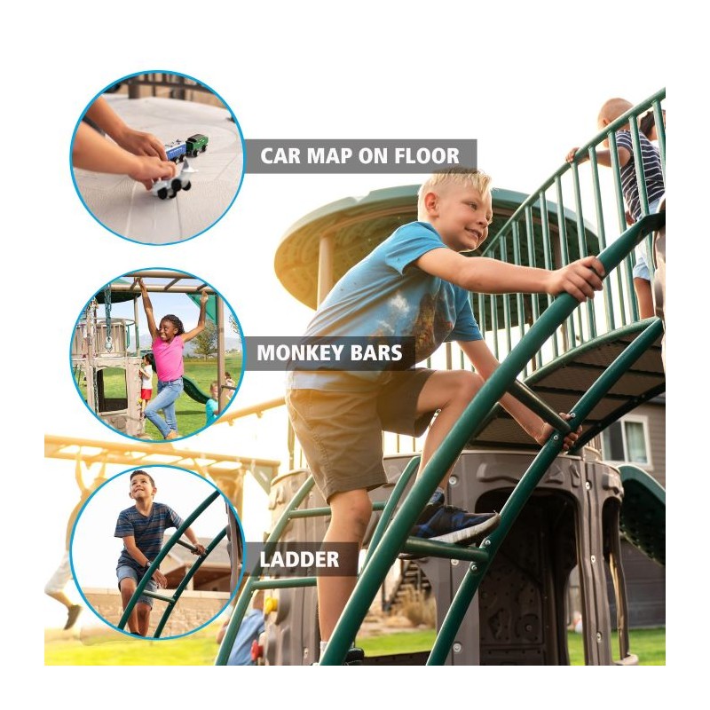 Double Adventure Tower Swing Set w/ Monkey Bars - Earthtone (90966)