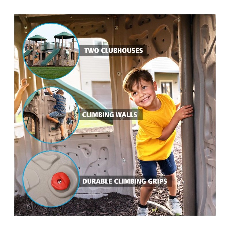 Double Adventure Tower Swing Set w/ Monkey Bars - Earthtone (90966)