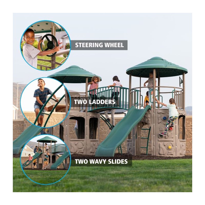 Lifetime Double Adventure Tower w/ Bridge - Earthtone (90971)