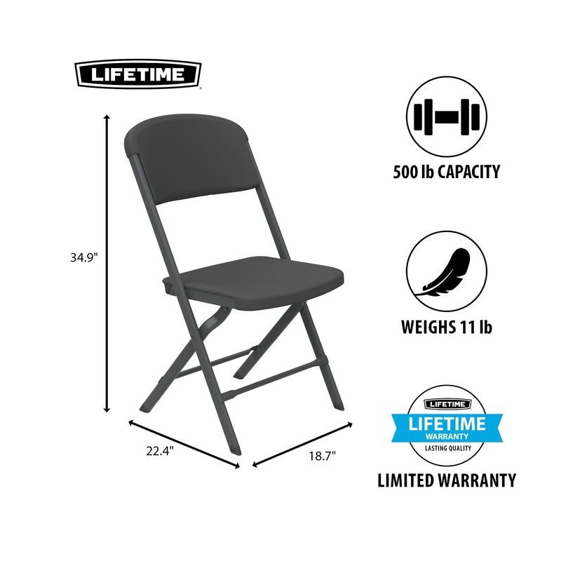 Lifetime 4-Pack Bypass Frame Folding Chair - Black (81159)
