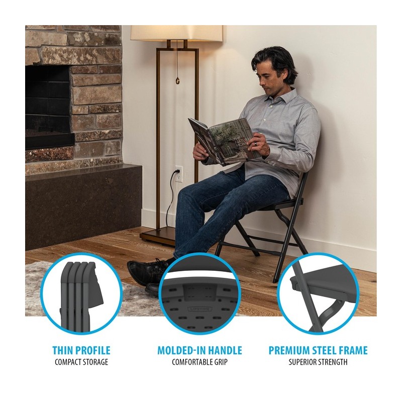 Lifetime 4-Pack Bypass Frame Folding Chair - Black (81159)