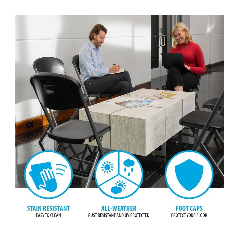 Lifetime 4-Pack Bypass Frame Folding Chair - Black (81159)