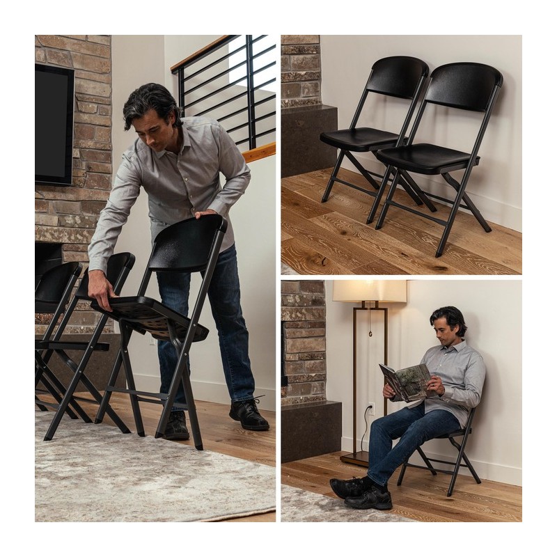 Lifetime 4-Pack Bypass Frame Folding Chair - Black (81159)