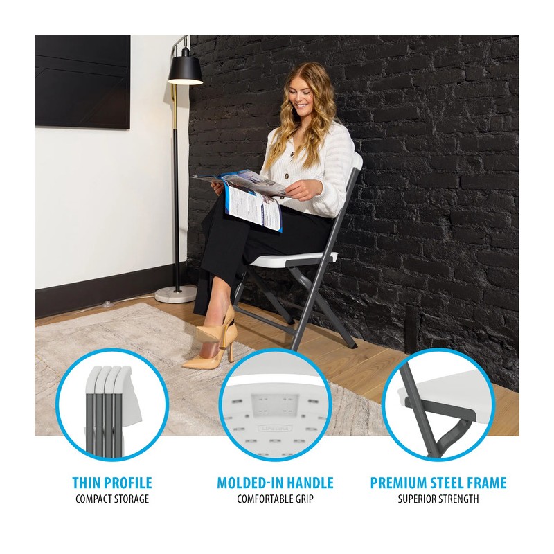 Lifetime 4-Pack Bypass Frame Folding Chair - White (81158)